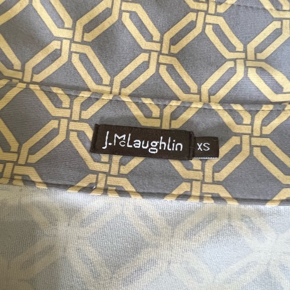 J.McLaughlin Gilchrist shirt dress in gray and yellow print - Picture 6 of 7